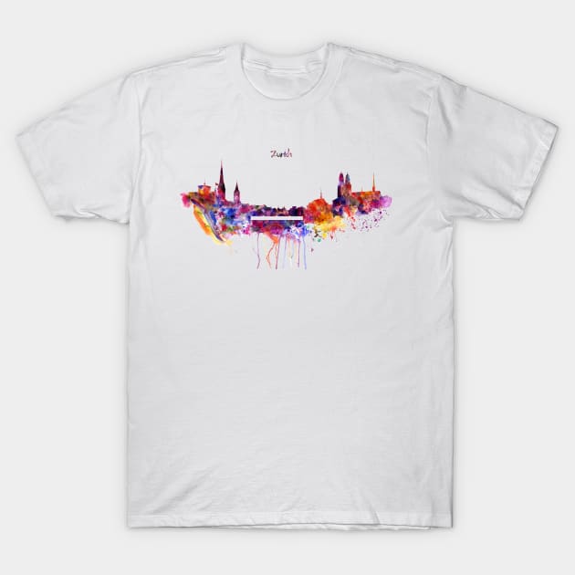 Zurich Skyline T-Shirt by Marian Voicu